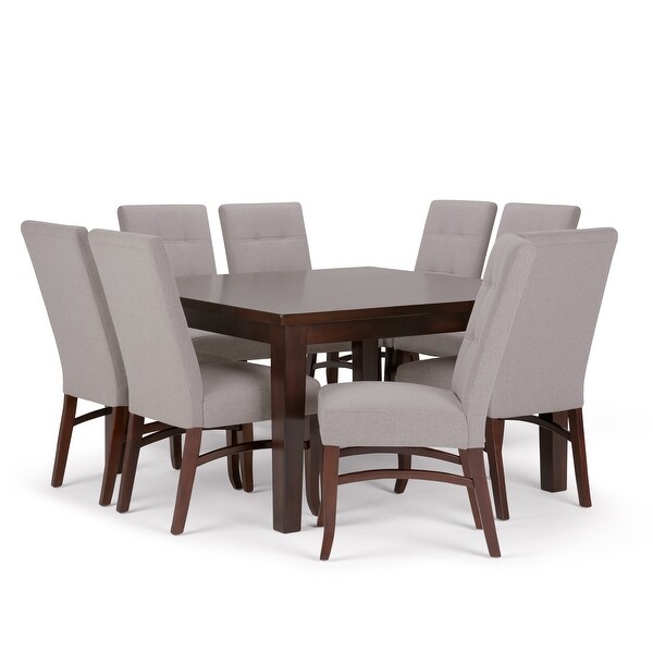 WYNDENHALL Hawthorne Contemporary 9 Pc Dining Set with 8 Upholstered Dining Chairs and 54 inch Wide Table