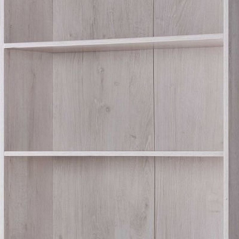 70 Inch Wooden Bookcase with 5 Shelves， White Oak