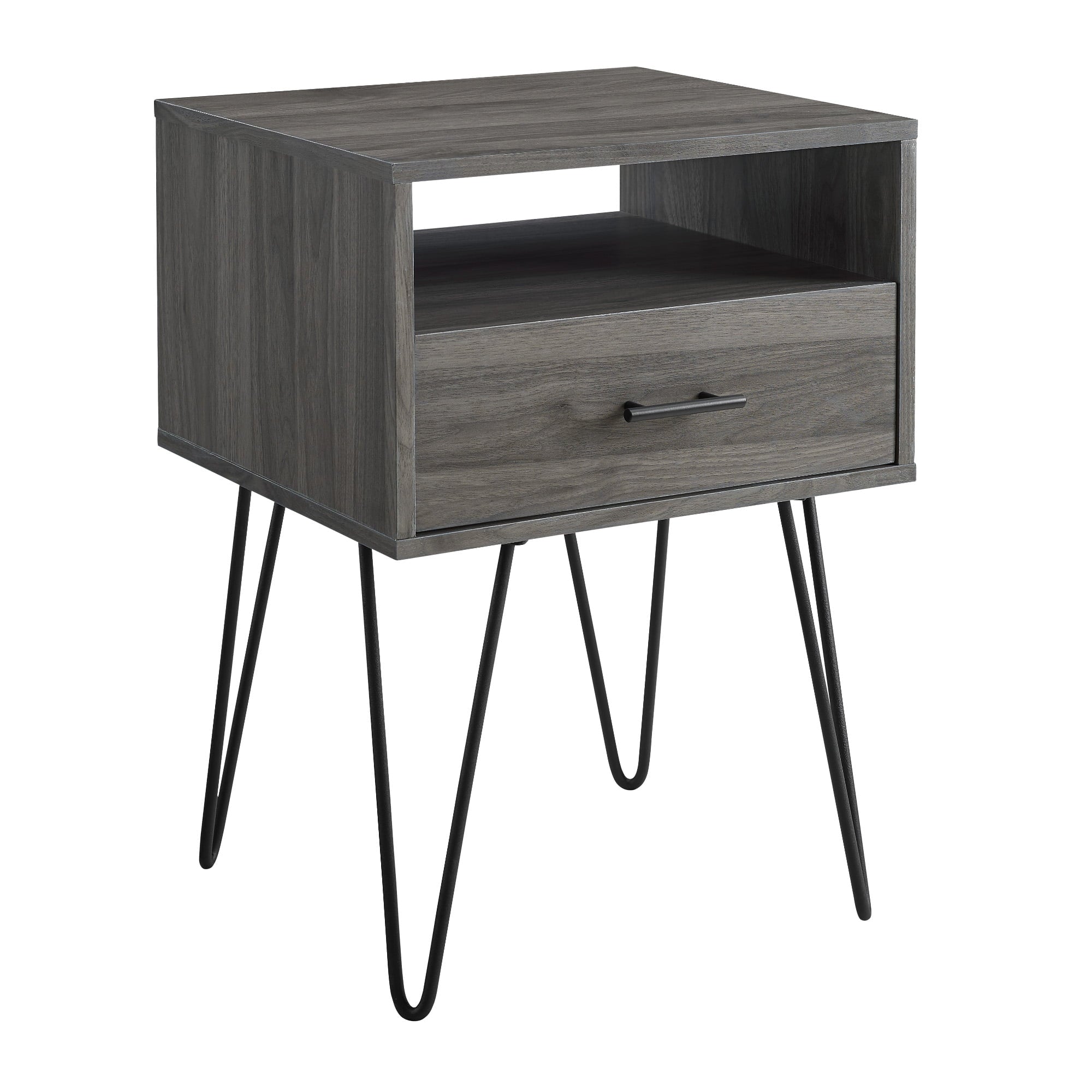 Manor Park Mid Century Modern Hairpin Leg Nightstand, Slate Grey