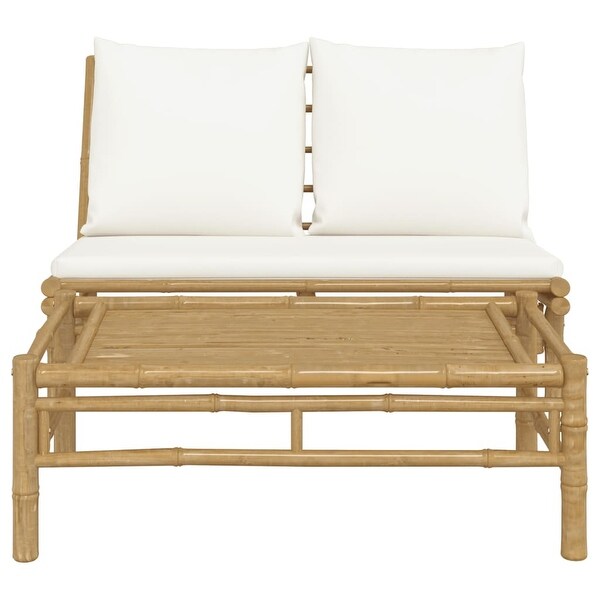 vidaXL Patio Bench with Cream White Cushions Bamboo