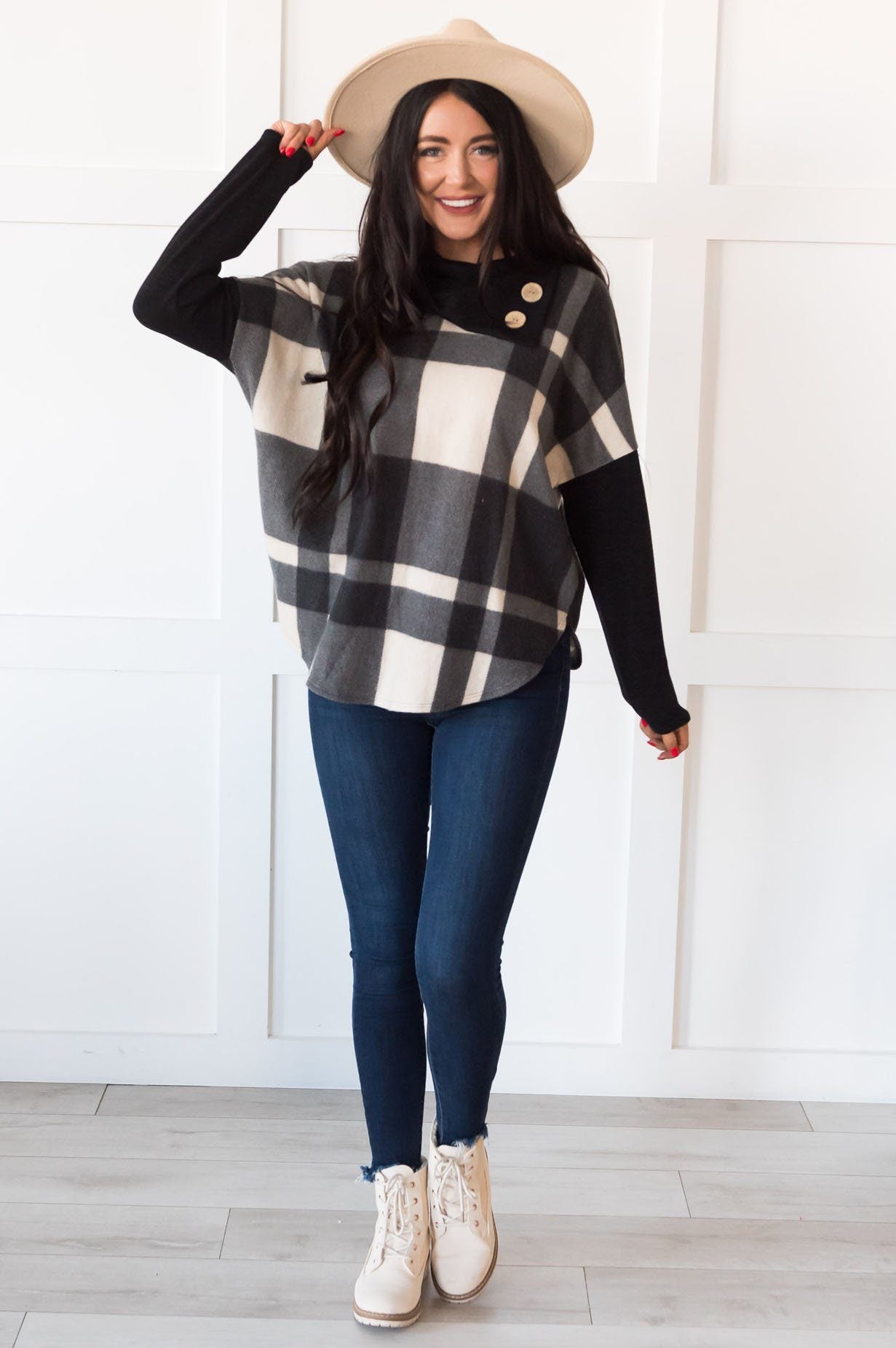 Nice & Cozy Modest Poncho Sweater