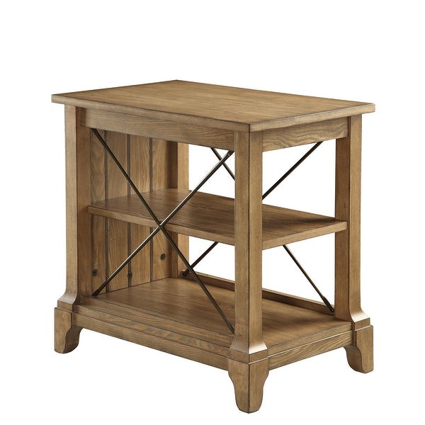 Hiroko Wooden Top and Apron Side Table with 2 Compartments (2 Fixed Shelves)