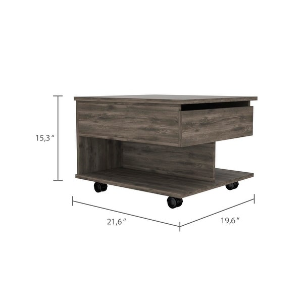 Lift Top Coffee Table with 1 Drawer，1 Shelf and 4 Wheels