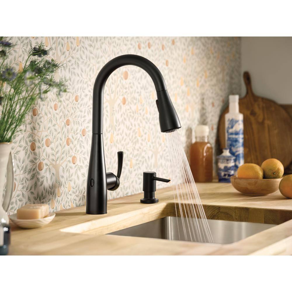 MOEN Essie Touchless Single-Handle Pull-Down Sprayer Kitchen Faucet with MotionSense Wave and Power Clean in Matte Black 87014EWBL