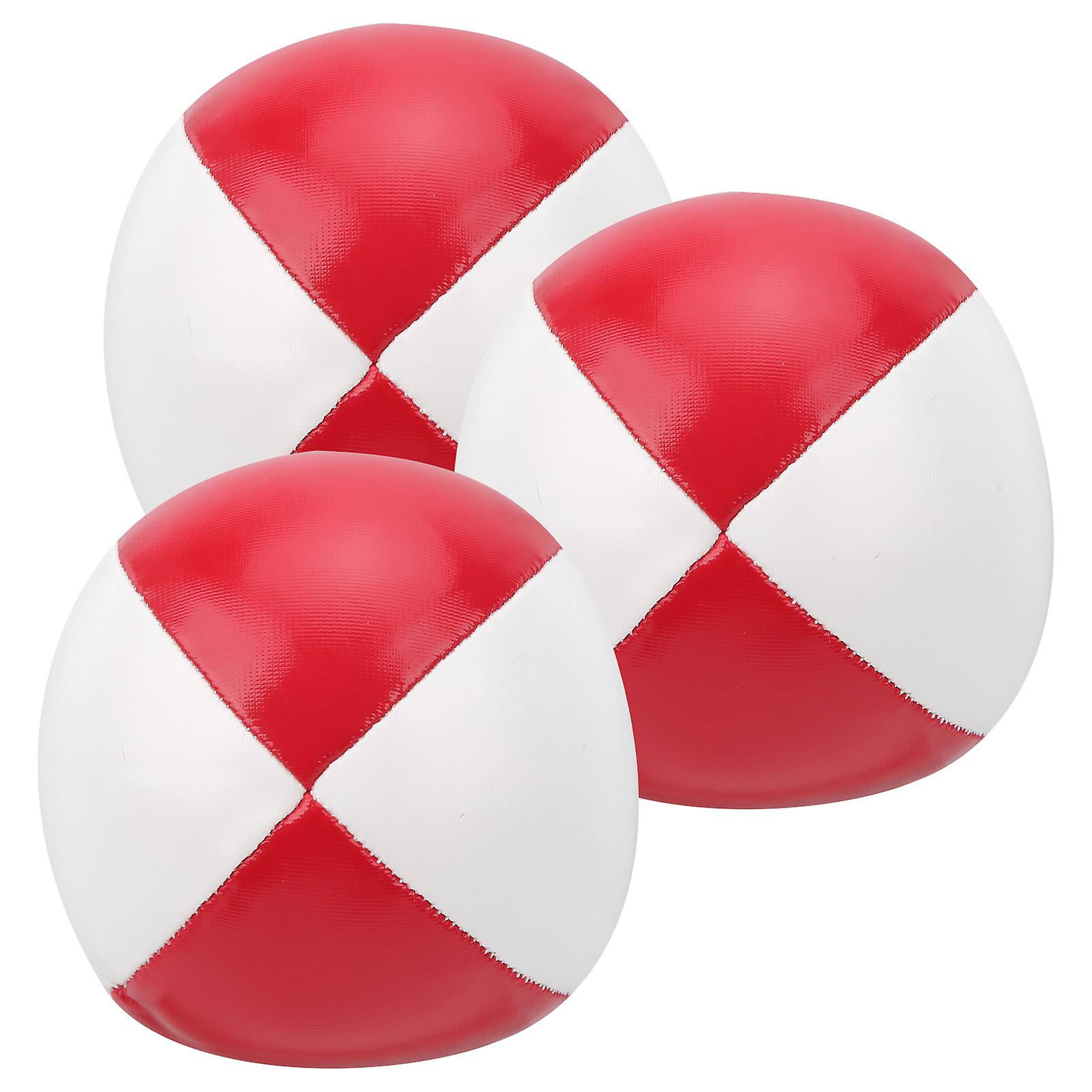 3pcs Pu Leather Juggling Balls Indoor Leisure Portable Performance Practice Ballsred White