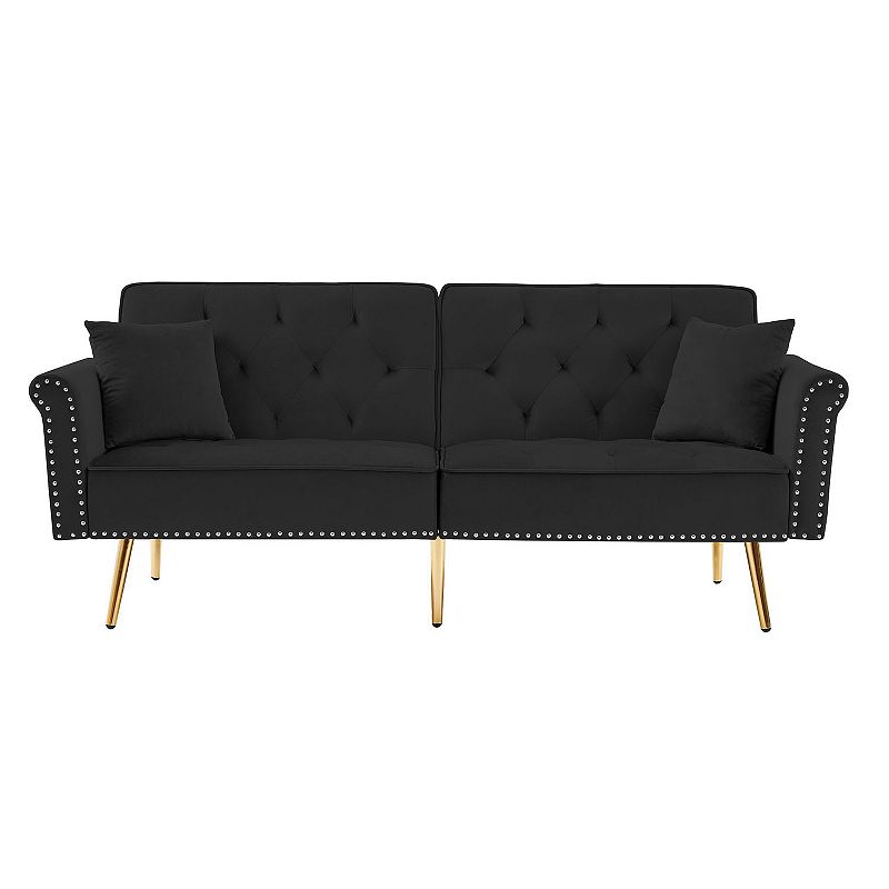 F.c Design Modern Velvet Tufted Sofa Couch With 2 Pillows And Nailhead Trim， Loveseat Sofa Bed