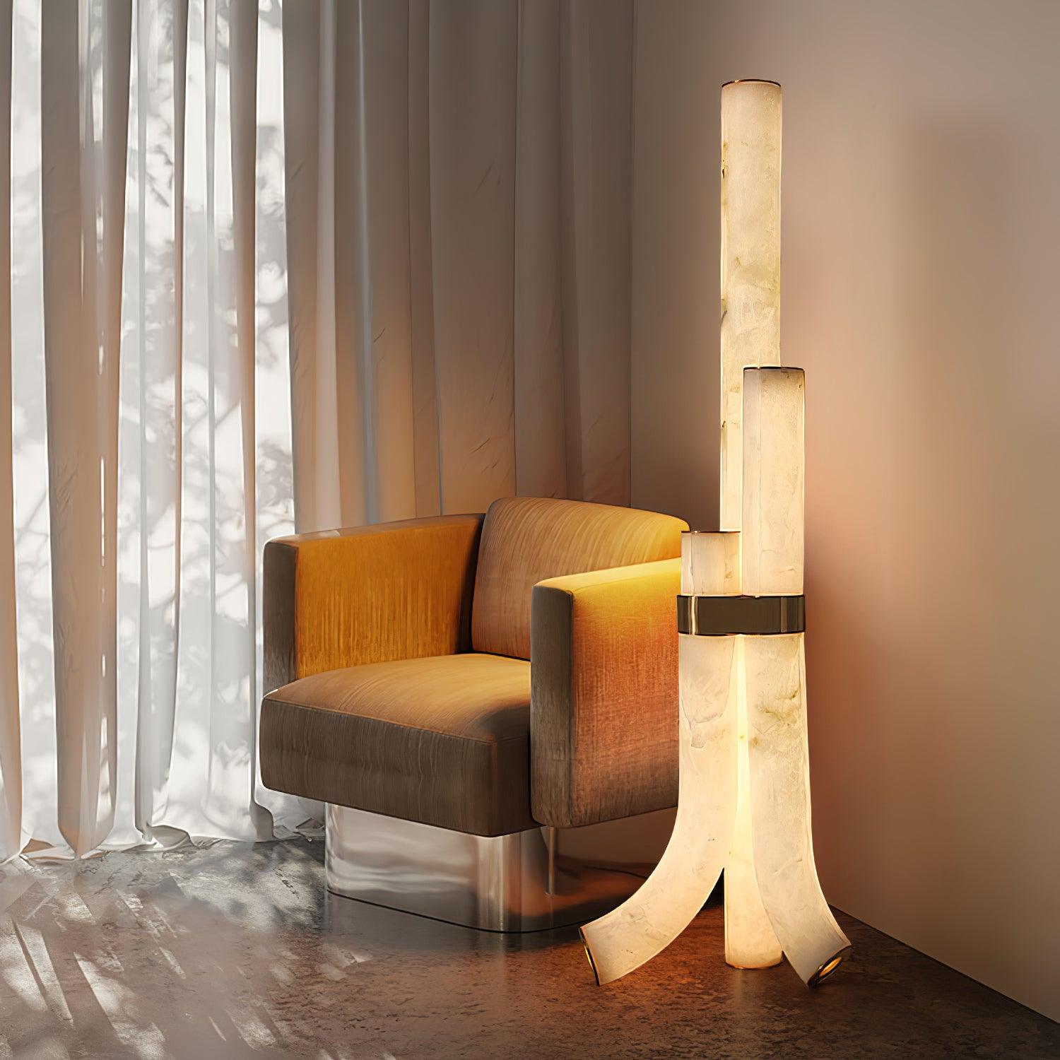 Piped Alabaster Floor Lamp