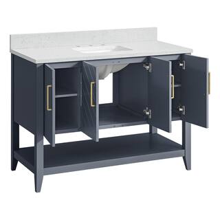 Home Decorators Collection Baybarn 48 in. W x 22 in. D x 35 in. H Bath Vanity in Blue Ash with Engineered Carrara Top and Sink 1924VA48-310925