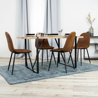 Homy Casa Charlton Brown Faux Suede Upholstered Dining Chairs (Set of 4) HD-CHARLTON SUEDE BROWN SY