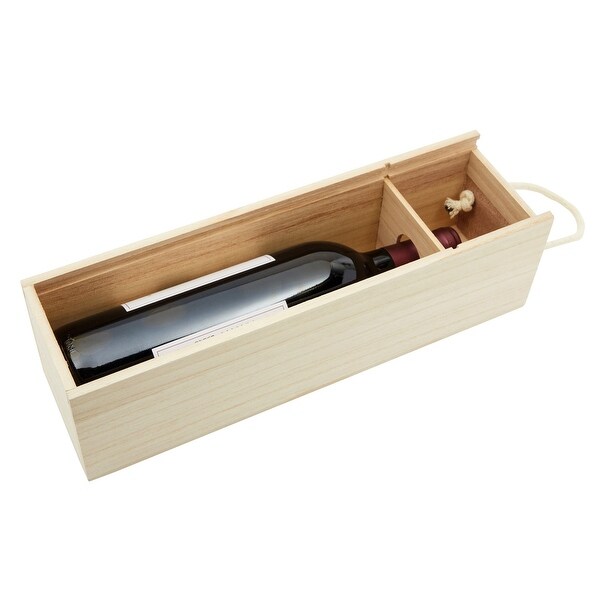 2 Pack Single Bottle Wooden Wine Gift Boxes with Sliding Lid for Housewarming