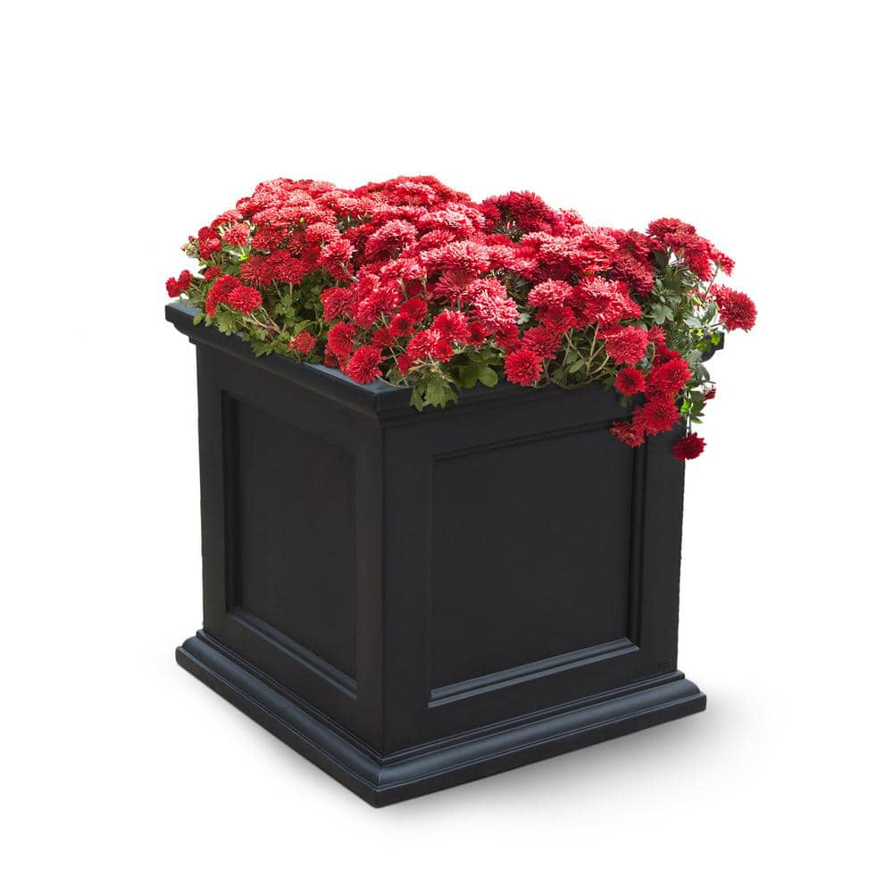 Mayne Fairfield 20 in. Square Self-Watering Black Polyethylene Planter 5825B