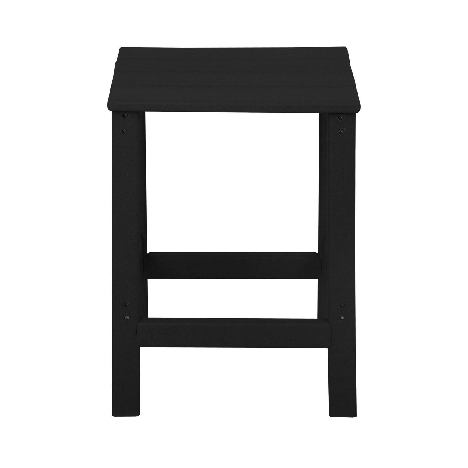 Garden Square Plastic Adirondack Outdoor Side Table， Black