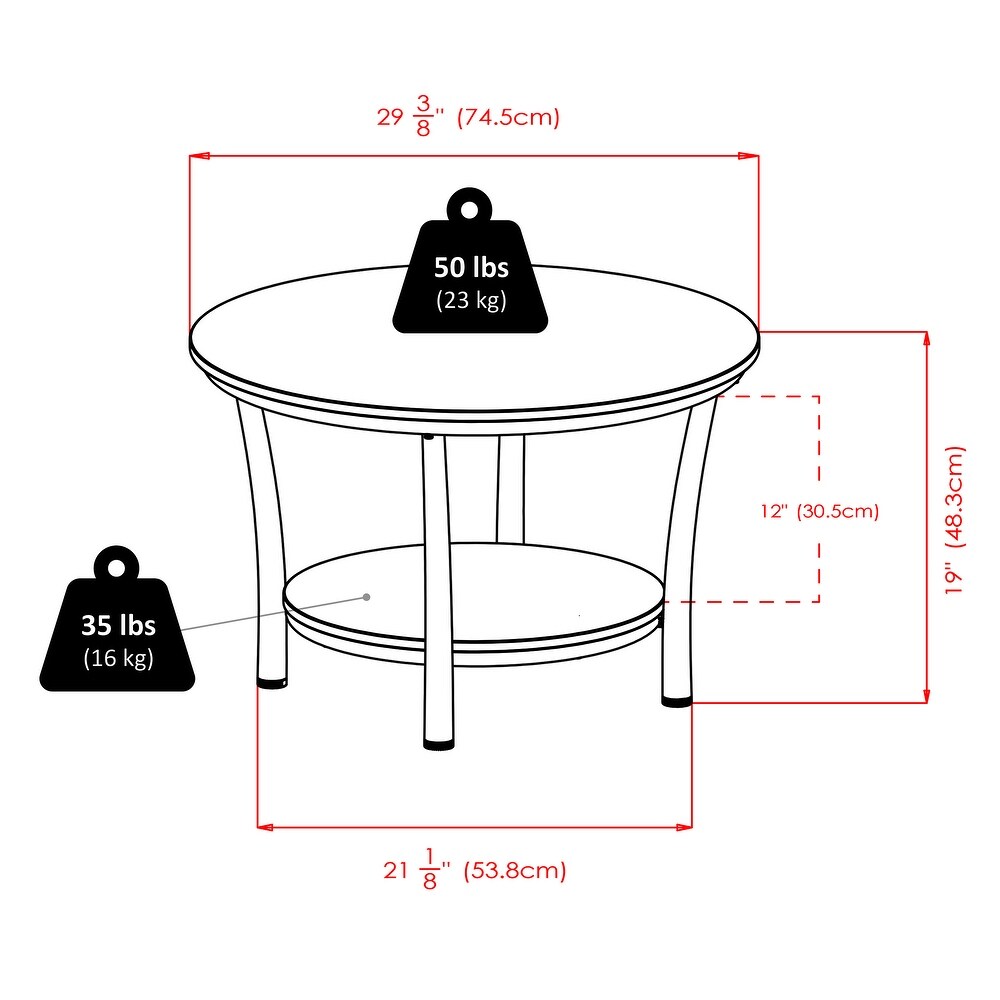 Maya Round Coffee Table  Black and Metal   29.33 x 29.33 x 19.02 inches