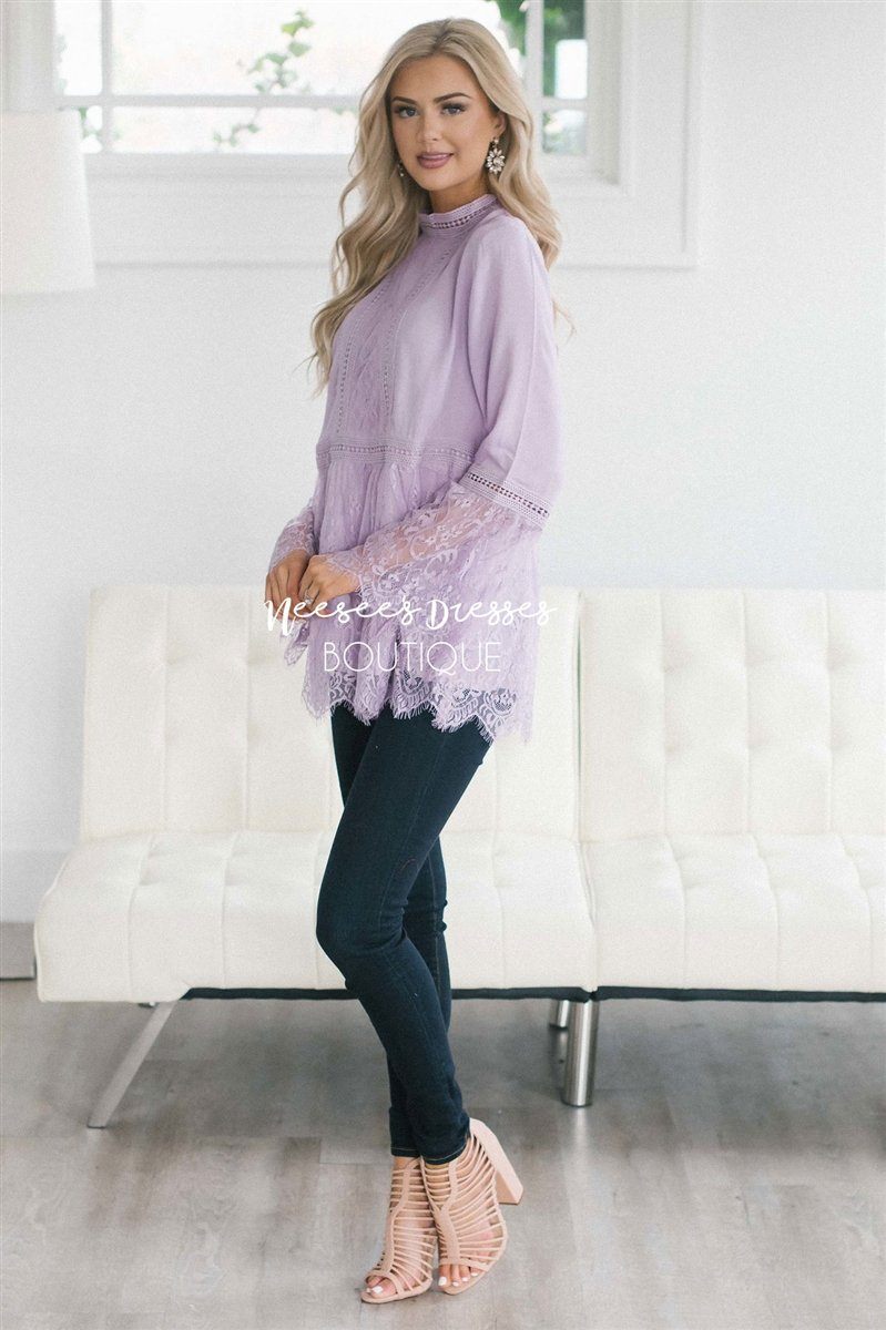 Lavender Full Of Lace Blouse