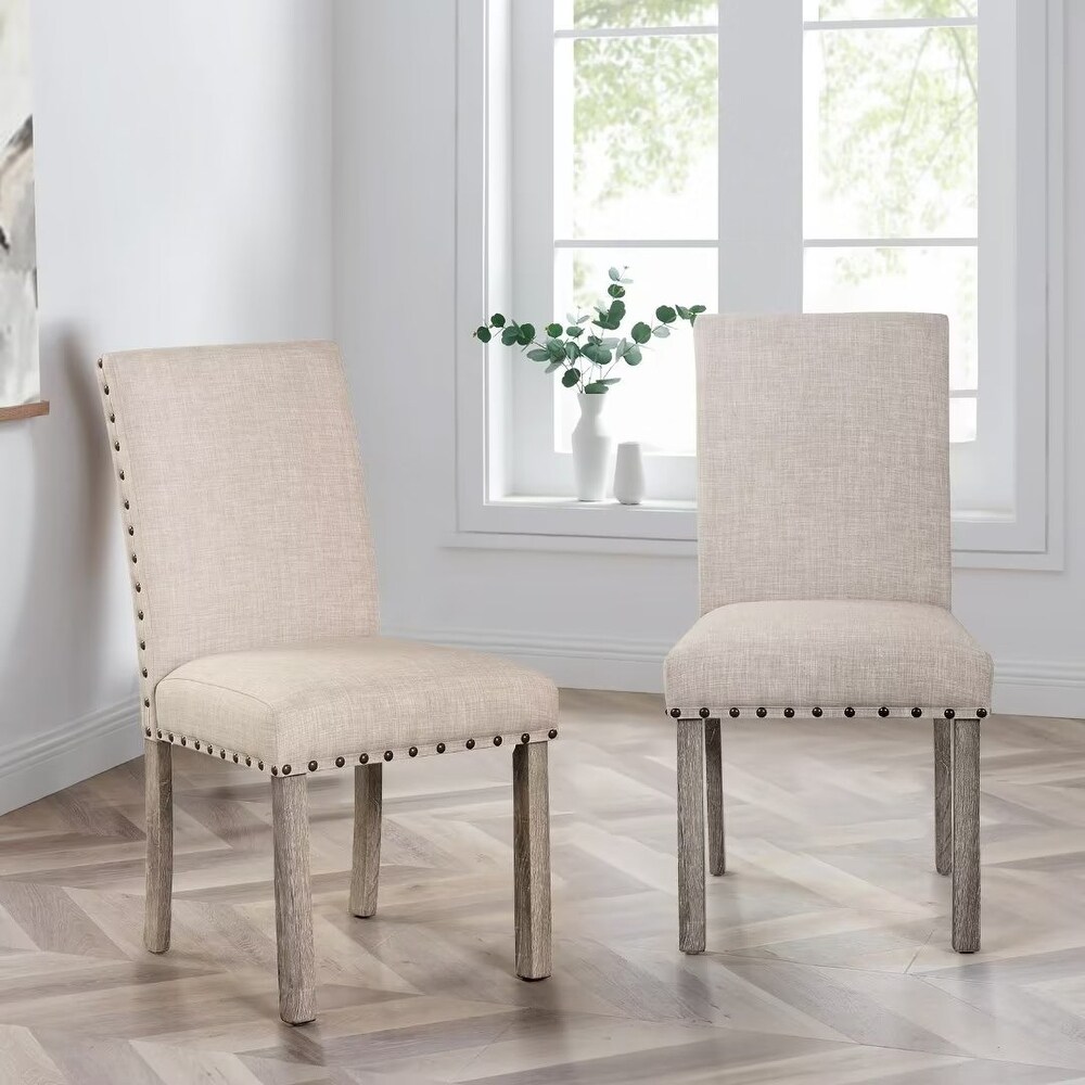 Morden Fort Contemporary Luxury Linen Dinning Chair Set of 2 Side Chairs