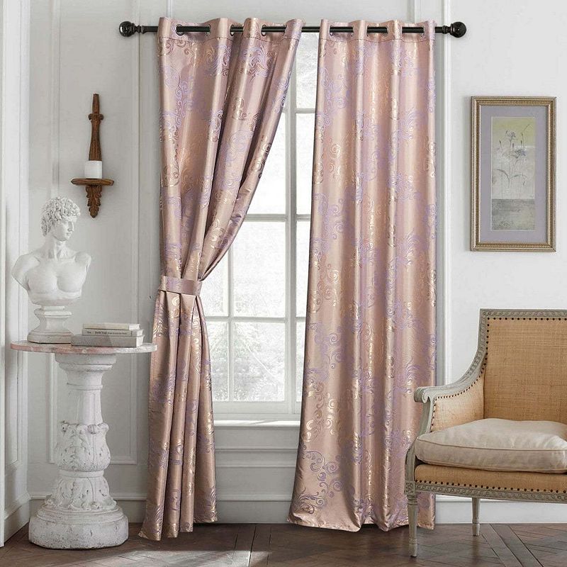 Dolce Mela Curtains Damask Jacquard Grommet Semi-Blackout