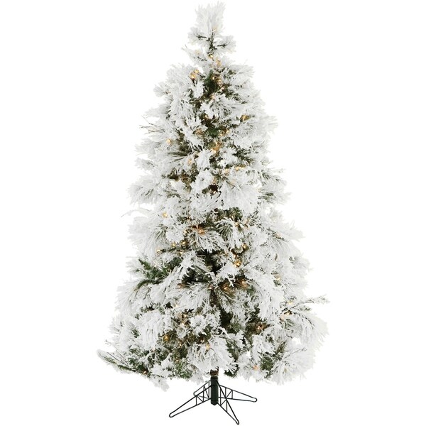 Christmas Time 6.5Ft. Snow Christmas Tree，Clear Smart String Lights