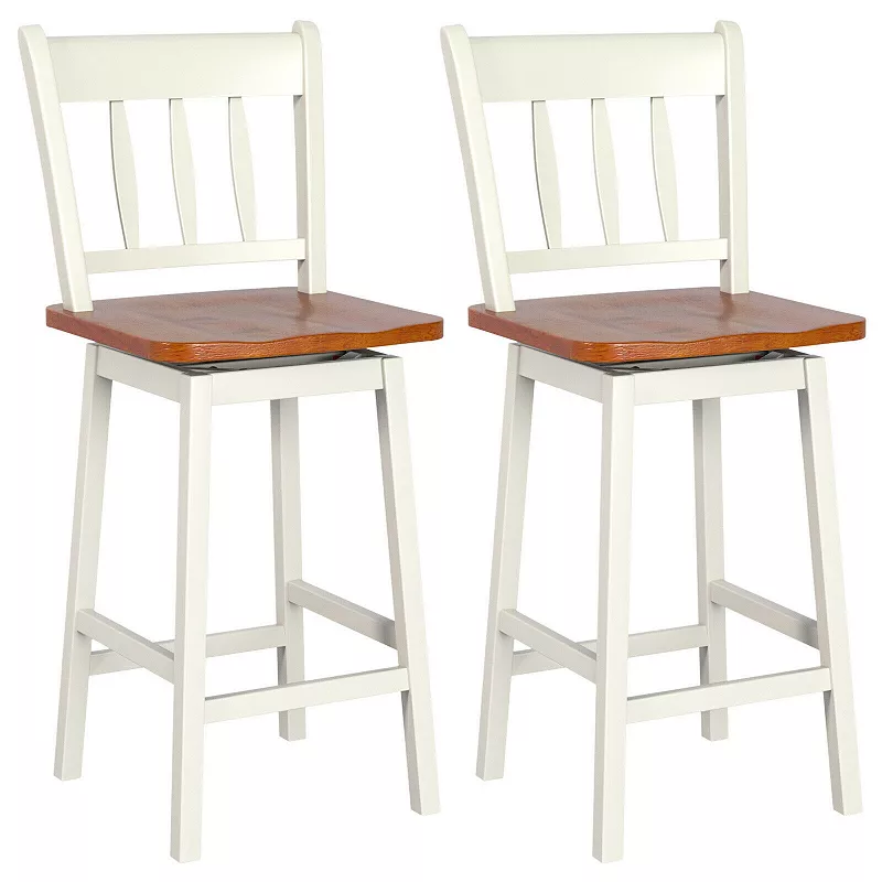 24.5 Inches Set of 2 Swivel Bar Stools with 360▲ Swiveling