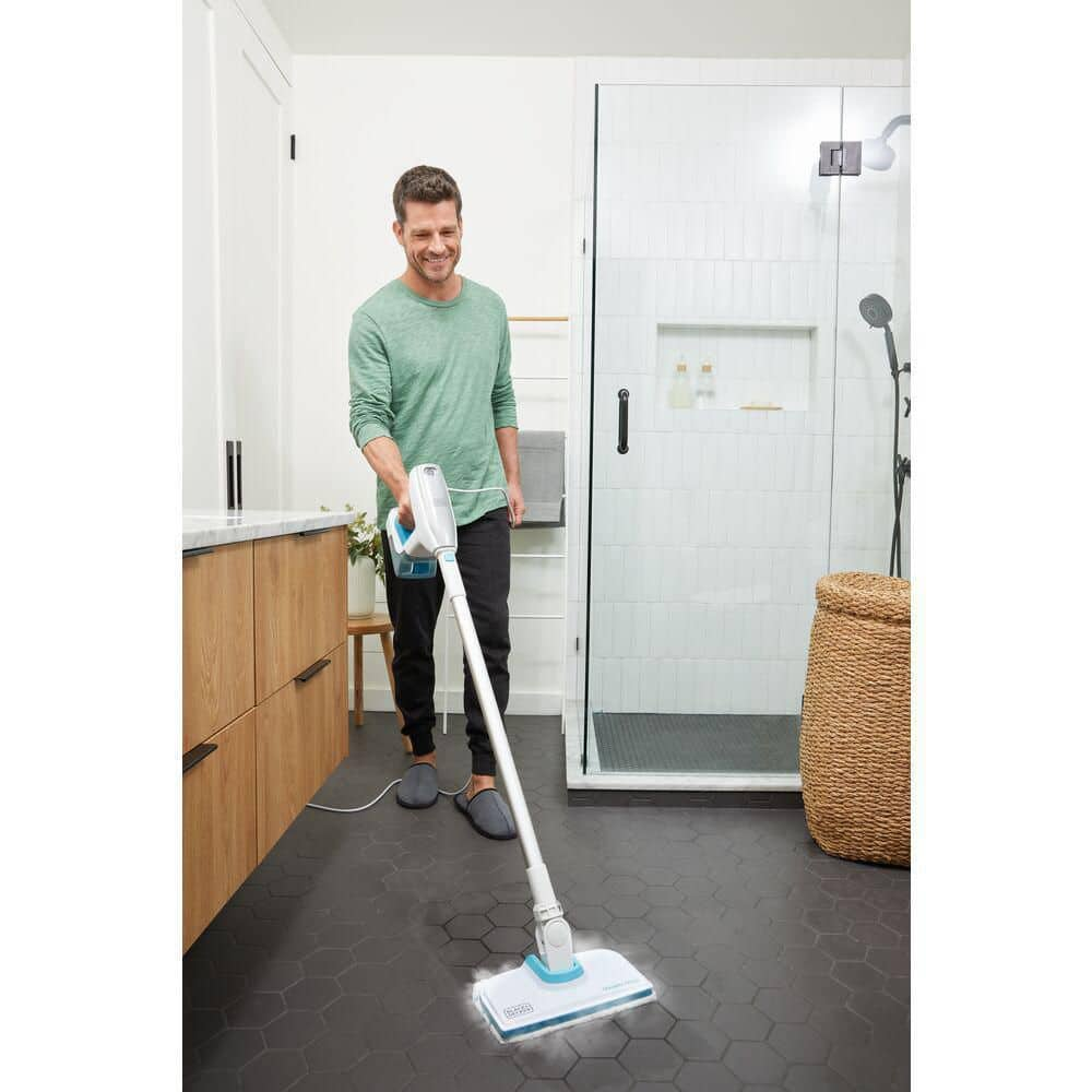 BLACK+DECKER Steam-Mop Multipurpose Steam Cleaning System with 7-Attachments and Storage Wall Mount BHSM15FX10