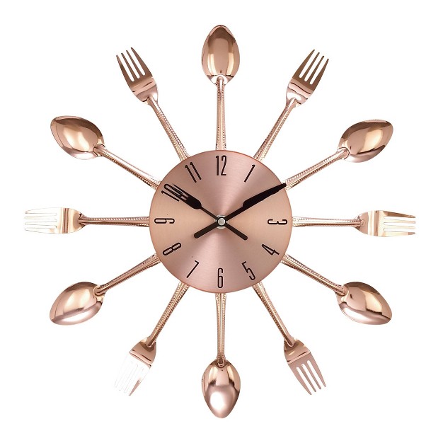 Metal Starburst Utensil Wall Clock Copper Olivia amp May