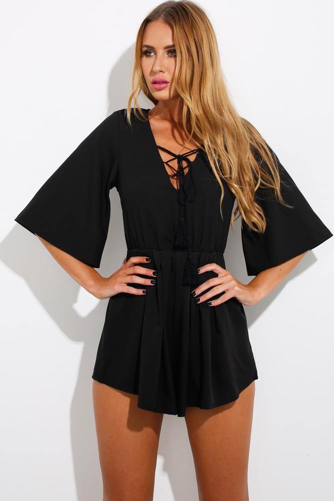 Happy Go Lucky Romper Black