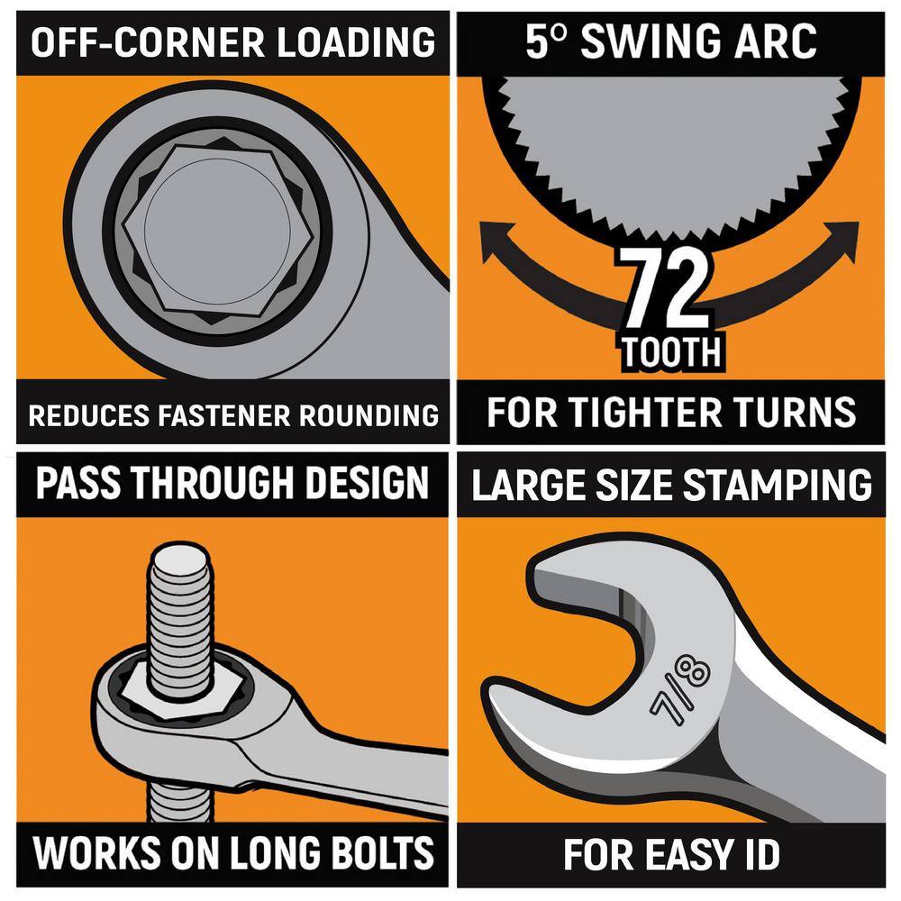 GEARWRENCH SAE 72-Tooth Combination Ratcheting Wrench Tool Set (13-Piece) 9312