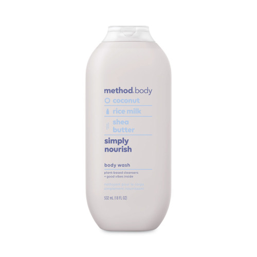 Method Womens Body Wash， 18 oz， Coconut/Rice Milk/Shea Butter， 6/Carton (01857)