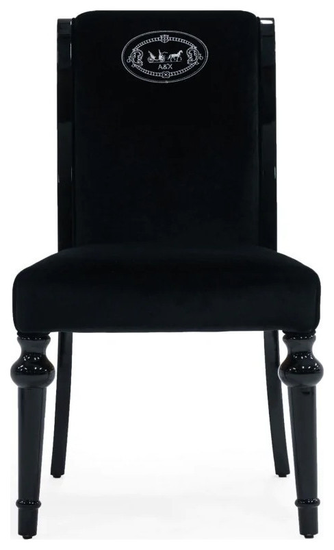 Nelson Transitional Black Chenille Fabric Dining Chair  Set of 2   Traditional   Dining Chairs   by V.S.D Furniture  Houzz