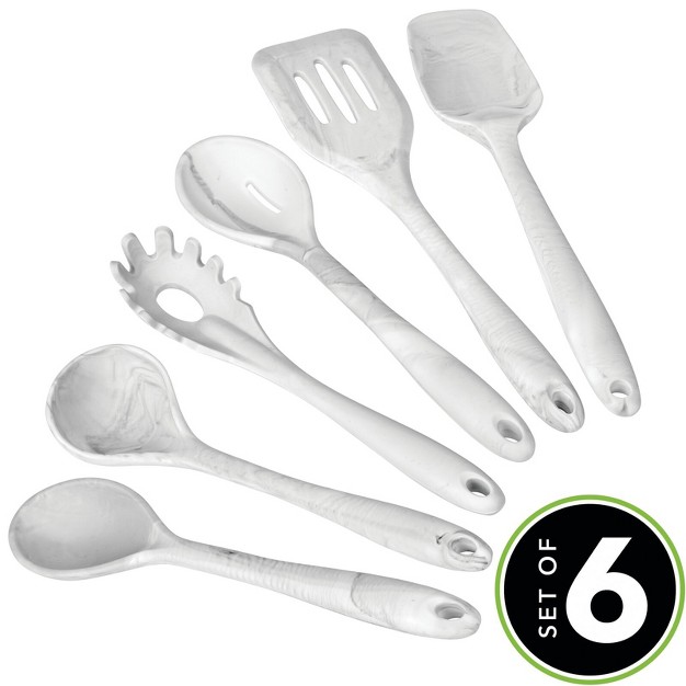 Mdesign Silicone Kitchen Utensil Set Large Marble