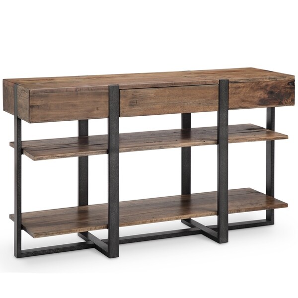 Prescott Modern Rustic Honey Finish Reclaimed Wood Console Table