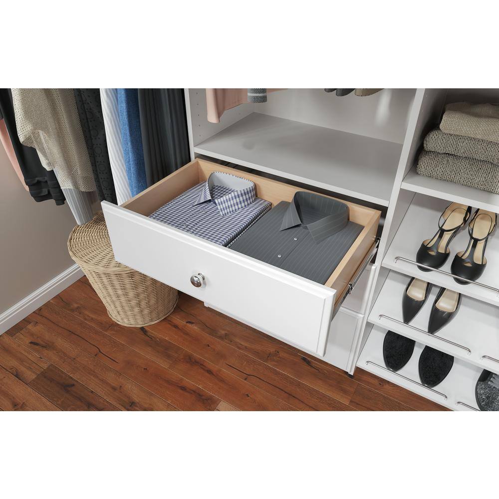 Closet Evolution Dual Tower 96 in. W - 120 in. W White Tower System Wall Mount 14-Shelf Wood Closet System WH34