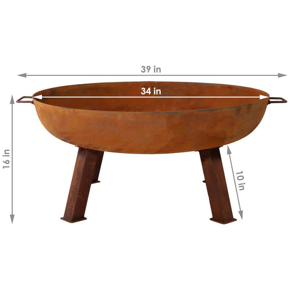 Sunnydaze Decor Rustic 34 in x 15 in Round Large Cast Iron WoodBurning Fire Pit Bowl