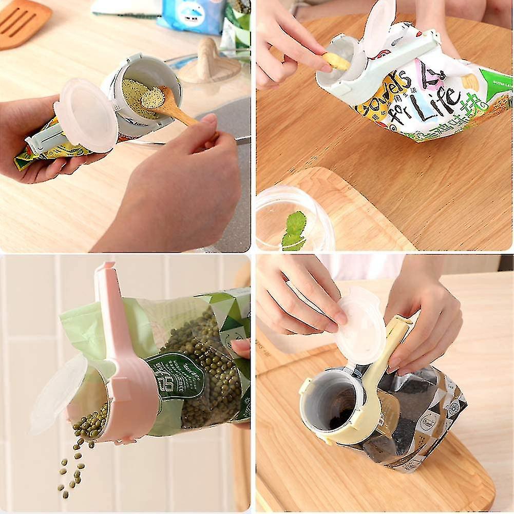 Food Storage Sealing Clips With Pour Spouts， 4-piece Food Bag Clips， Moisture-proof Clamp， Snack Sealing Clamp Blue + Green + Pink + White