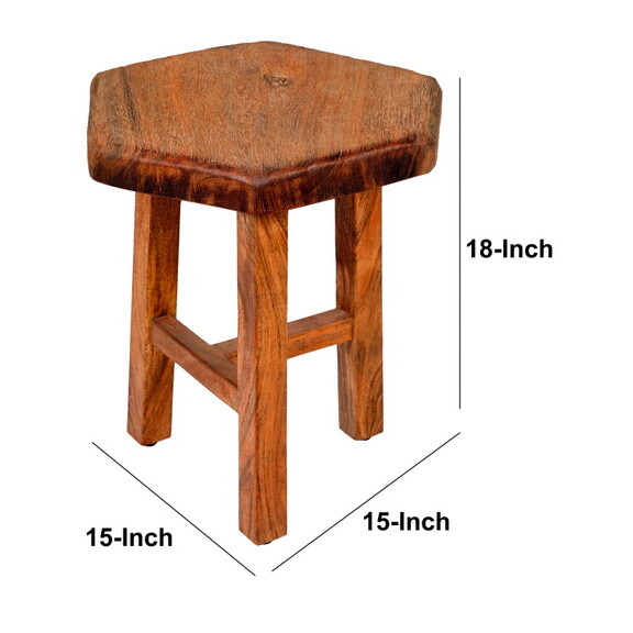 18 inch Hexagon Acacia Wood Side Table with Live E...