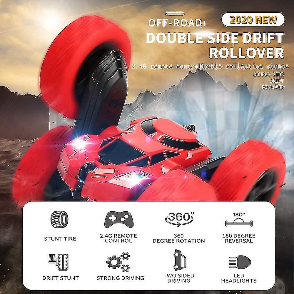 Rc Cars Stunt Car Toy 2 Pack， Katea 4wd Remote Control Cars， Double Sided Rotating Vehicles 360 Flips， Kids Toy Cars For Boys andamp; Girls Birthday (re