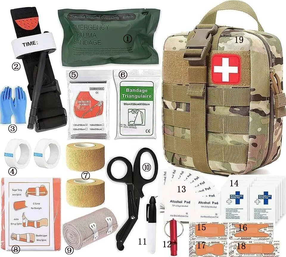 AJOTEQPT Molle Pouch IFAK Individual Trauma First Aid Kit Trauma Kit for Survival Camping Hiking Travel