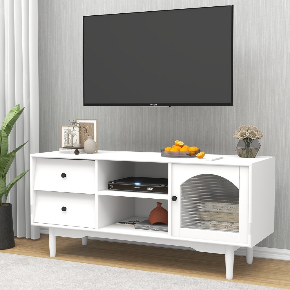 White Wood TV Stand for TVs up to 55\