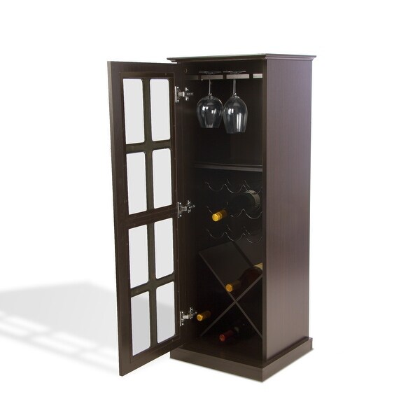 Windowpane 24-Bottle Wine Cabinet， Espresso