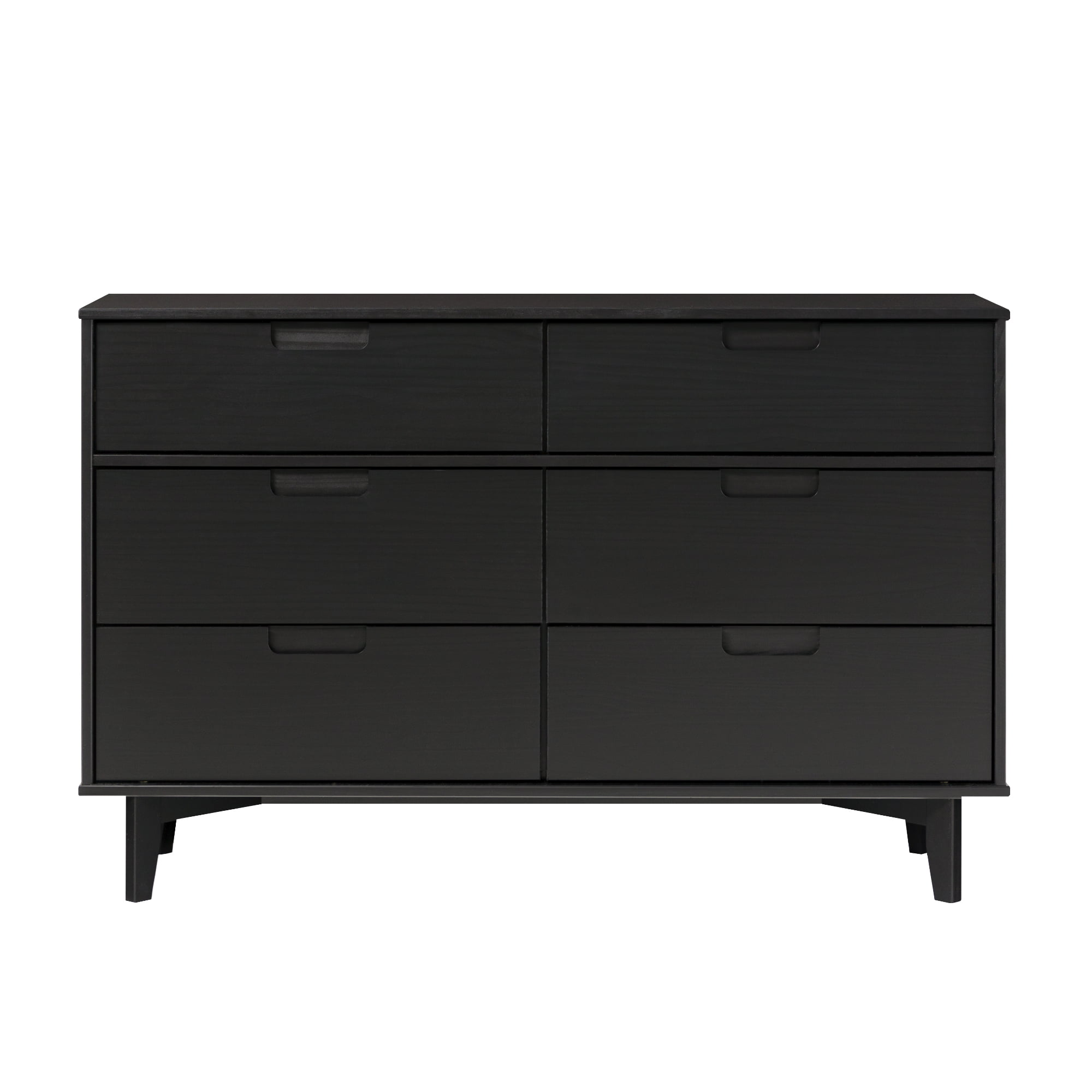 Manor Park 33” Mid-Century Modern Groove Handle 6-Drawer Wood Dresser, Black