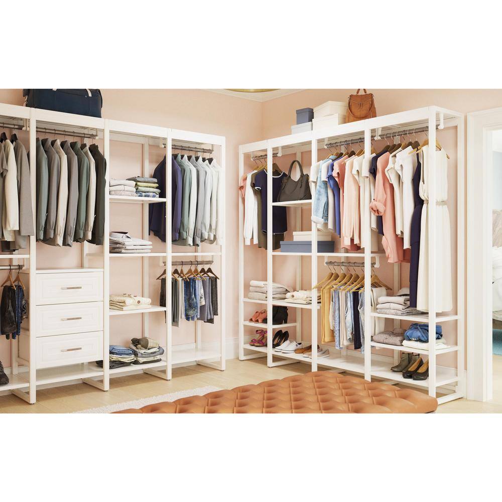 CLOSETS By LIBERTY 84 in. W White Adjustable Wood Closet System with 13-Shelves and 4-Rods HS4674-RW-07