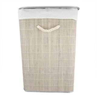 Home Basics Rectangular Grey Bamboo Laundry Hamper BH45164