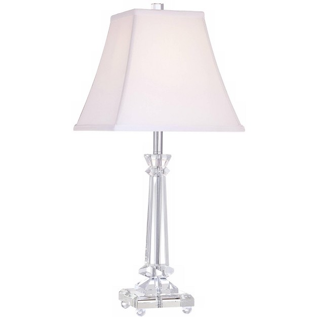 High Crystal Glass Column White Square Bell Shade For Living Room Family Bedroom Bedside