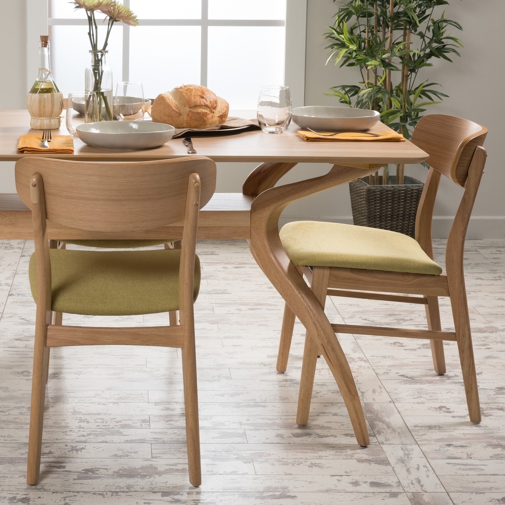 Fabric upholstered Wood Dining Chairs (Set of 2) by Christopher Knight