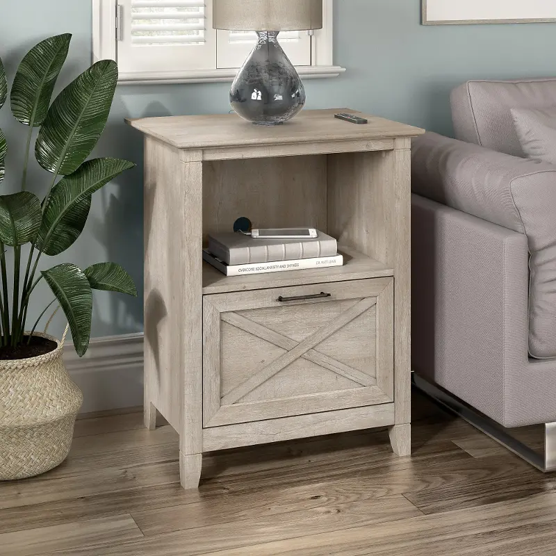 Key West Farmhouse Washed Gray End Table - Bush Furniture