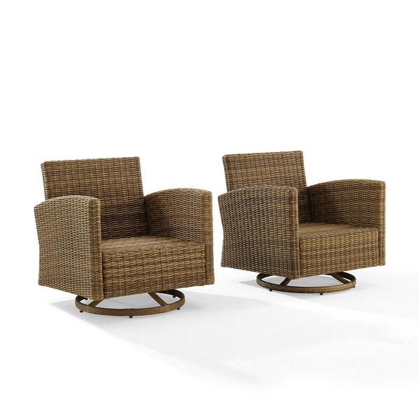 Crosley Bradenton 2Pc Outdoor Wicker Swivel Rocker Chair Set