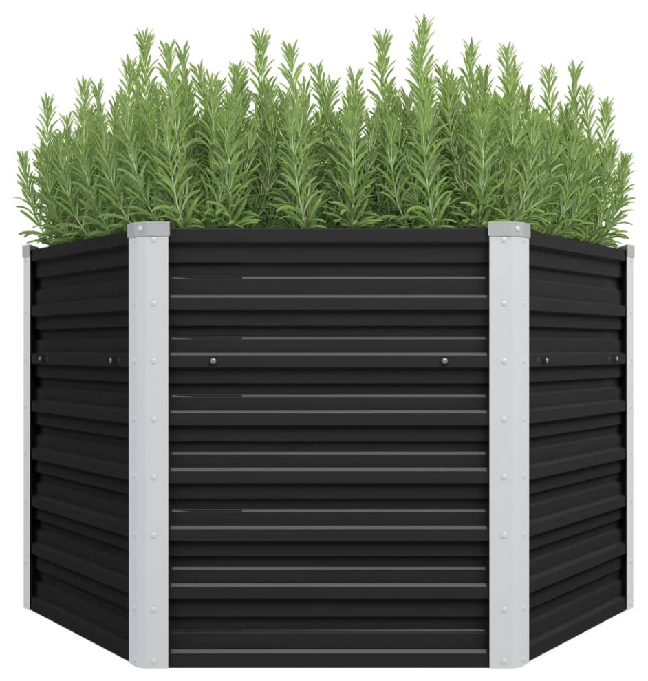 vidaXL Garden Raised Bed Outdoor Patio Planter Pot Galvanized Steel Silver   Transitional   Outdoor Pots And Planters   by vidaXL LLC  Houzz