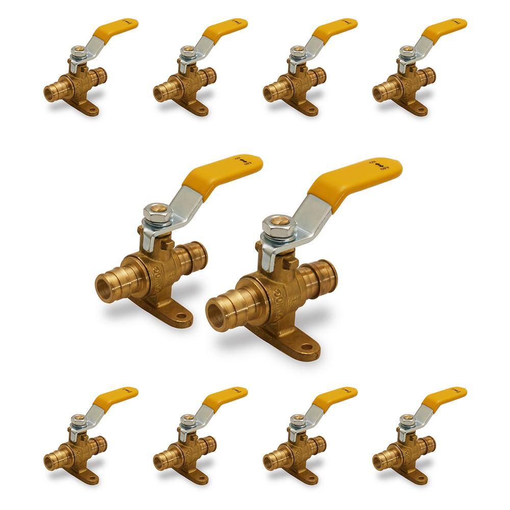 The Plumber's Choice Heavy Duty Brass Full Port Drop Ear PEX Ball Valve with 34 in. Expansion PEX Connection (10-Pack) 928W56-10-NL