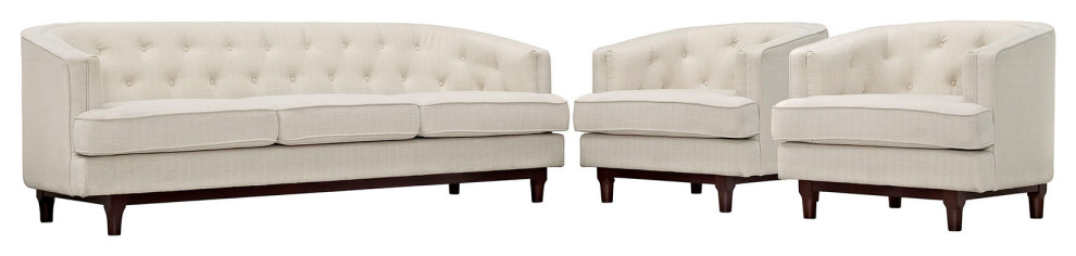 Coast Living Room Furniture Upholstered Fabric 3 Piece Set   Midcentury   Living Room Furniture Sets   by Simple Relax  Houzz