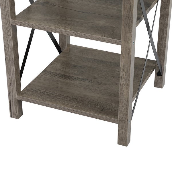 Square 3-Tier Side Table with X-Shaped Metal Support