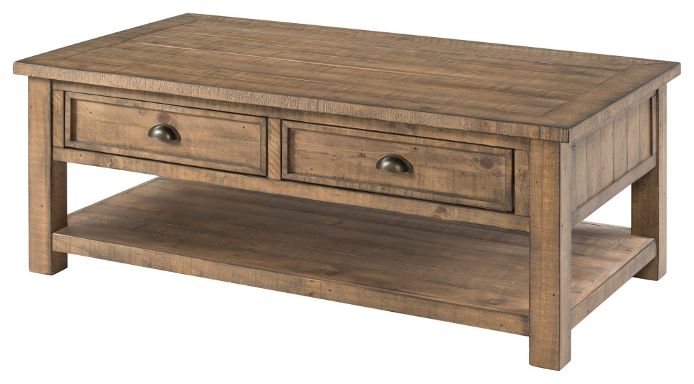 Coastal Style Rectangular Wooden Coffee Table With 2 Drawers  Brown   Transitional   Coffee Tables   by VirVentures  Houzz